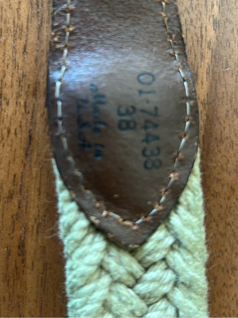 Men's Woven Braided Belt in Light Sage with Brown Leather Trim